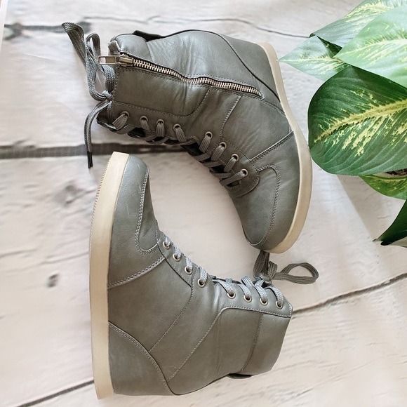 Ankle Wedge Boots Winter Booties - Grey Size 8 - Picture 2 of 3